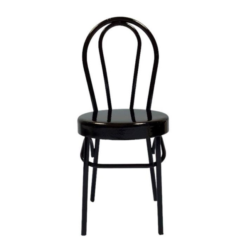 Dolls House Black Bistro Bentwood Metal Side Chair Cafe Kitchen Dining Furniture