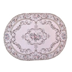 Dolls House Oval Rug Traditional Pink French Floral Design Carpet Large Dolls House Oval Rug Traditional Pink French Floral Design Carpet Large