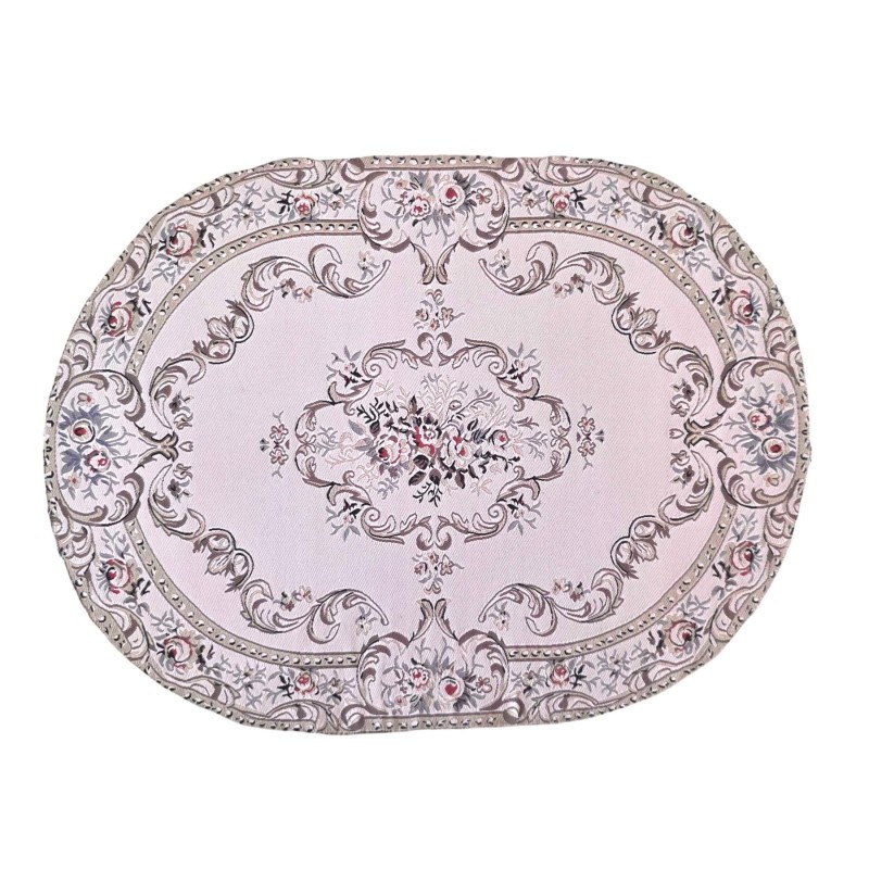 Dolls House Oval Rug Traditional Pink French Floral Design Carpet Large Dolls House Oval Rug Traditional Pink French Floral Design Carpet Large