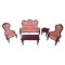 Dolls House Living Room Furniture Set Regency Style Mahogany & Pink 1:12 Suite