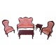 Dolls House Living Room Furniture Set Regency Style Mahogany & Pink 1:12 Suite