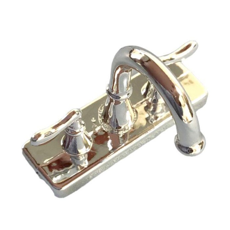 Dolls House Silver Mixer Tap Belfast Faucet Farmhouse Bathroom Kitchen Accessory