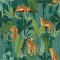 Dolls House Wallpaper Blue Tropical Cheetah Design Miniature Print 1:12 Scale