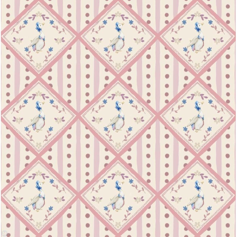 Dolls House Wallpaper Duck on Pastel Pink Miniature Print 1:12 Dolls House Wallpaper Duck on Pastel Pink Miniature Print 1:12