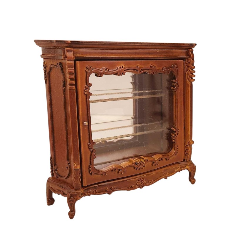 Dolls House China Cabinet Walnut Victorian Platinum Dining Room Furniture 1:12
