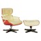 Dolls House Lounge Chair & Footstool Cream