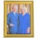 Dolls House King Charles III & Queen Camilla Picture in Blue Drawing Room Framed