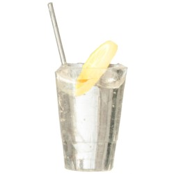 Dolls House Glass of Water Ice Lemon & Straw Kitchen Dining Room Bar Accessory