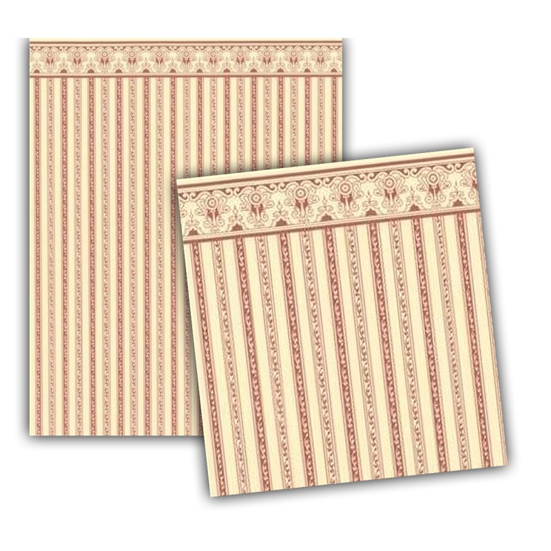 Dolls House Wallpaper Regency Period Red Miniature 1:24 Scale x 3 Dolls House Wallpaper Regency Period Red Miniature 1:24 Scale x 3