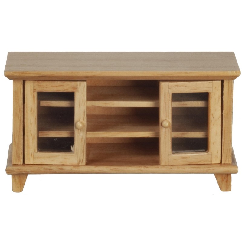 Dolls House Light Oak TV Stand Cabinet Modern Miniature Living Room Furniture