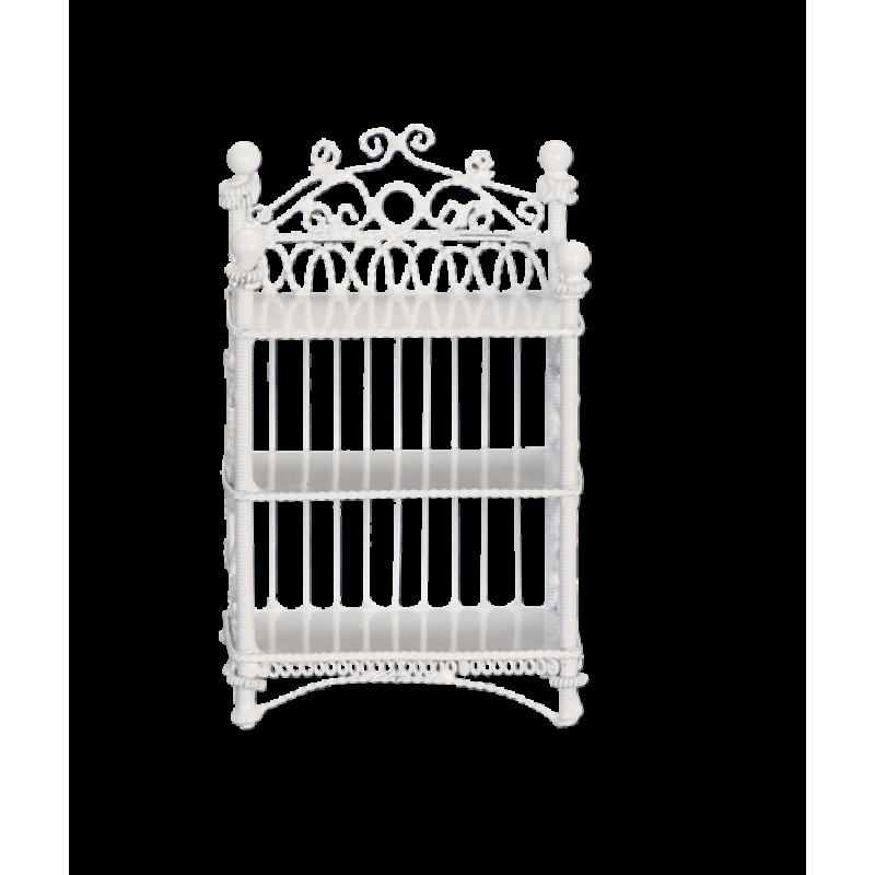 Dolls House Small White Wrought Iron Shelf Unit 3 Tier Bookcase Miniature 1:12