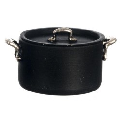 Dolls House Black Stock Pot Large Miniature Cookware Kitchen Accessory 1:12