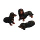 Dolls House Dachshund Dogs Long Haired Standing Sitting & Lying Down Black Pets