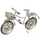 Dolls House Silver Bike Bicycle with Basket Metal Garden Outdoor Accessory 1:12