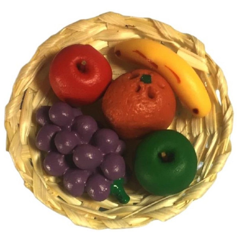 Dolls House Fresh Fruit in Wicker Basket Kitchen Living Dining Room Accessory