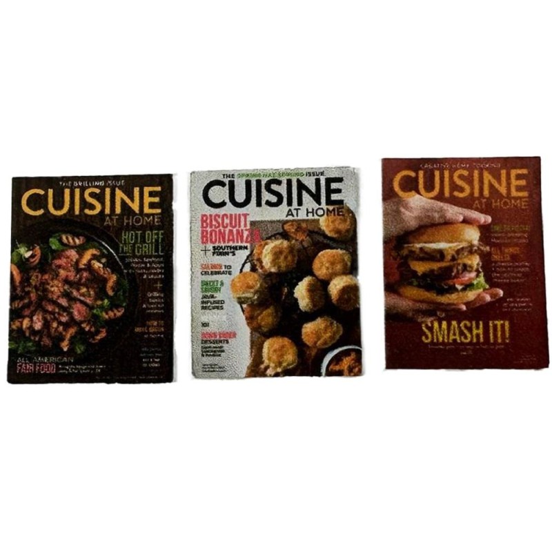 Dolls House Cuisine Food Cookery Recipe Magazine Cover Set 1:12 Living Accessory Printed Card