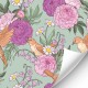 Dolls House Wallpaper Birds & Pink Purple Flower Design Miniature Print 1:12 Dolls House Wallpaper Birds & Pink Purple Flower Design Miniature Print 1:12