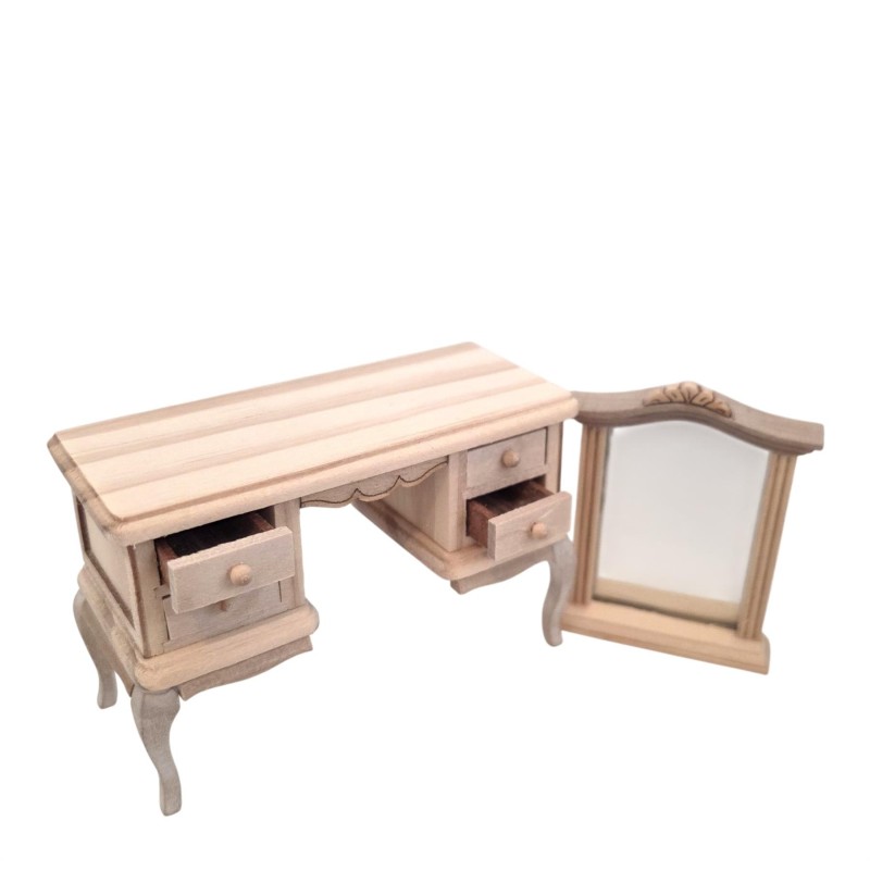 Dolls House Dressing Table Unfinished Bare Wood French Style Dolls House Dressing Table Unfinished Bare Wood French Style