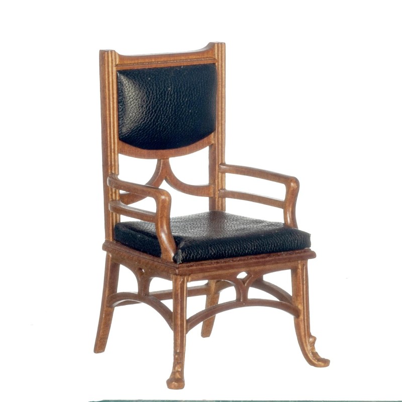 Dolls House French Art Nouveau Arm Chair Walnut Black JBM Miniature Furniture
