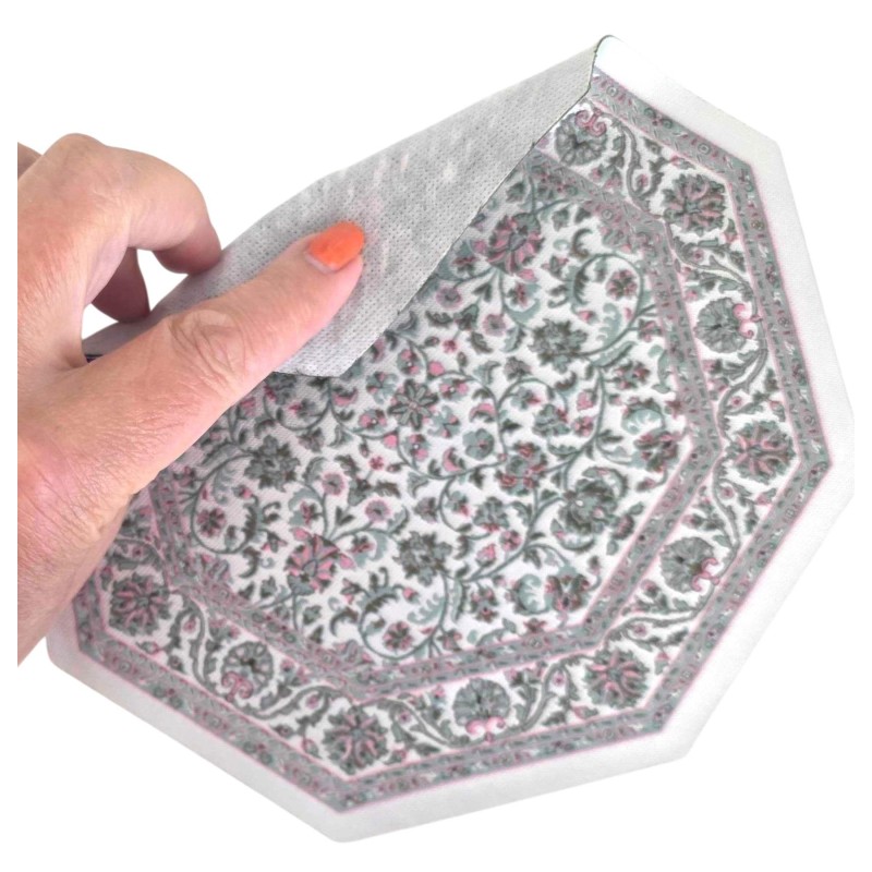 Dolls House Area Rug Traditional Octagonal Green Pink Floral Carpet Lge Dolls House Area Rug Traditional Octagonal Green Pink Floral Carpet Lge