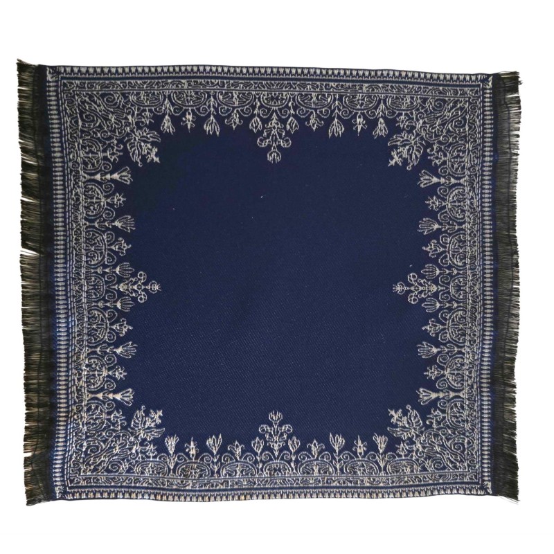 Dolls House Square Rug Navy Blue & Grey Double Sided Floor Accessory Medium