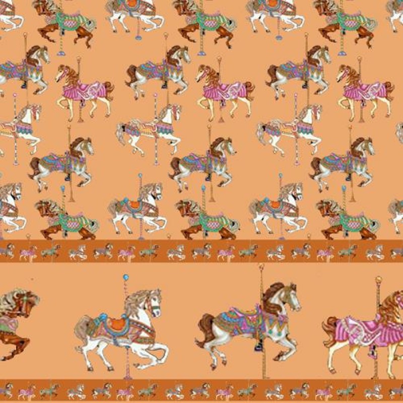Dolls House Wallpaper 1:24 1/2in Carousel Horses with Frieze Miniature Print