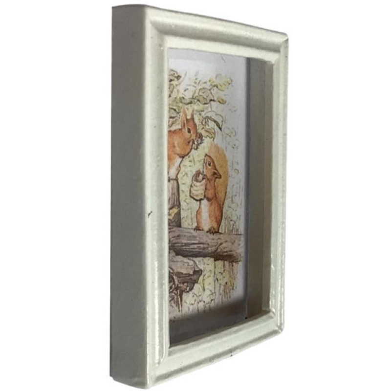 Dolls House Squirrel Nutkin Beatrix Potter Picture Small White Frame Accessory