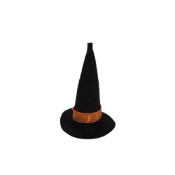 Dolls House Witches Hat Black Pointed with Gold Band Halloween Accessory 1:12