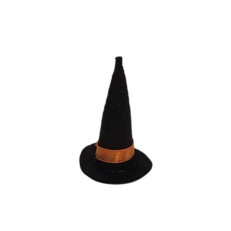 Dolls House Witches Hat Black Pointed with Gold Band Halloween Accessory 1:12