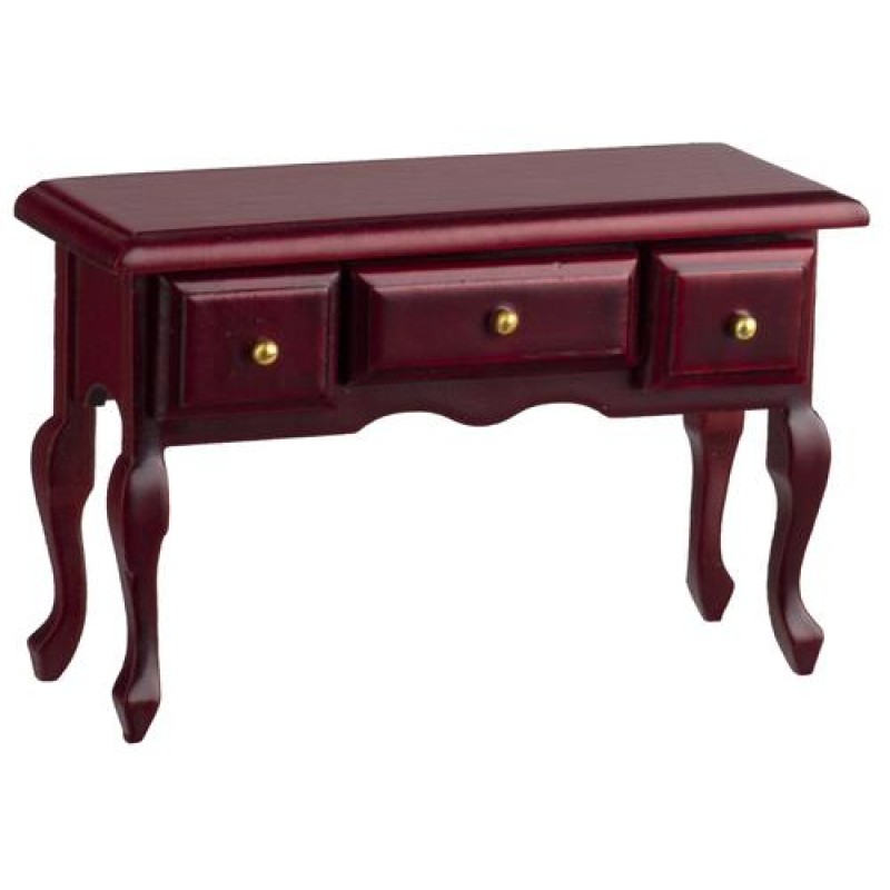 Dolls House Mahogany 3 Drawer Console Table Wooden Hall Living Room Furniture