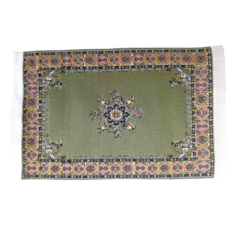 Dolls House Rectangular Rug Green Oriental Design Miniature Accessory Small