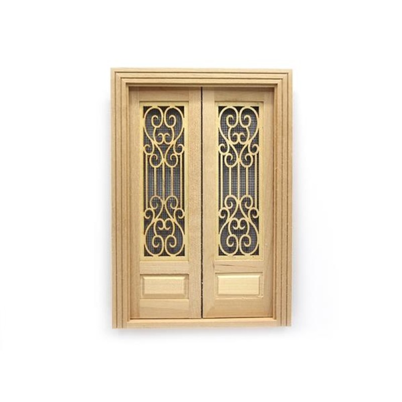 Dolls House French Doors Double Hung Carved Patterned Panels Building Component