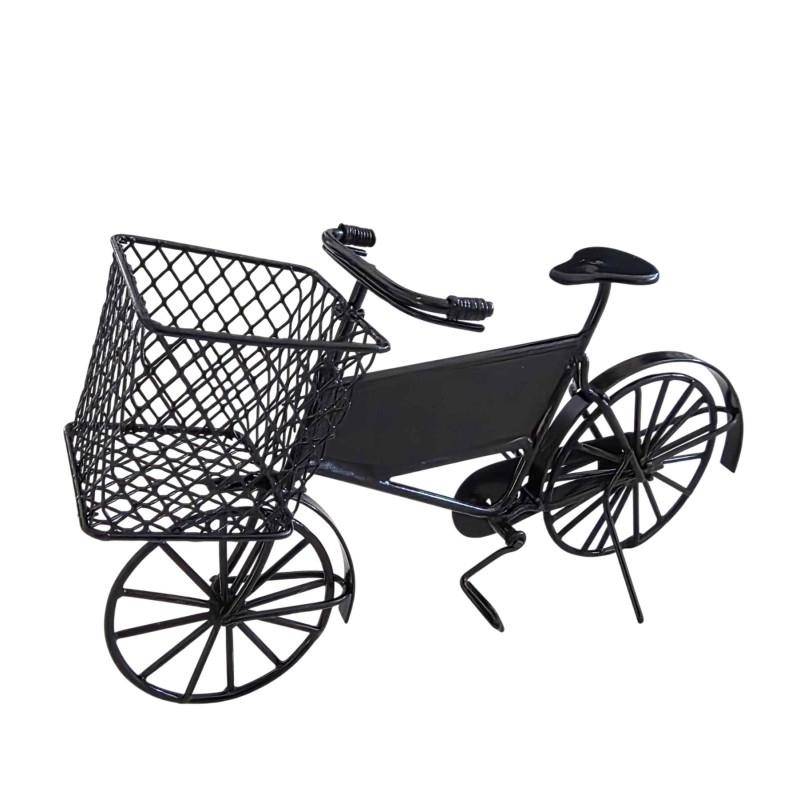 Dolls House Delivery Bike Black Metal 1:12 Bicycle with Basket & Sign Panel