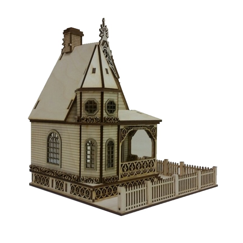 Jasmine Gothic Cottage Dolls House 1:48 Quarter Scale laser Cut Flat Pack Kit