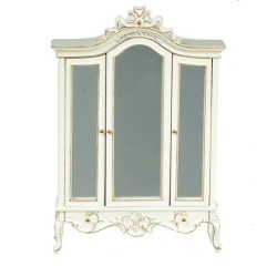 Dolls House Wardrobe White w Gold Trim Handpainted JBM Bedroom Furniture