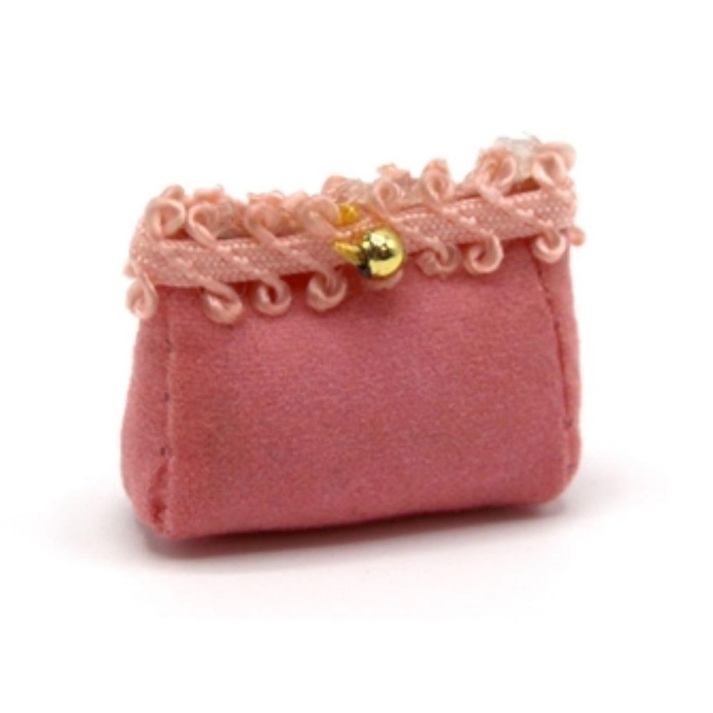 Dolls House Ladies Handbag Modern Pink Silk Clutch Bedroom Shop Store Accessory