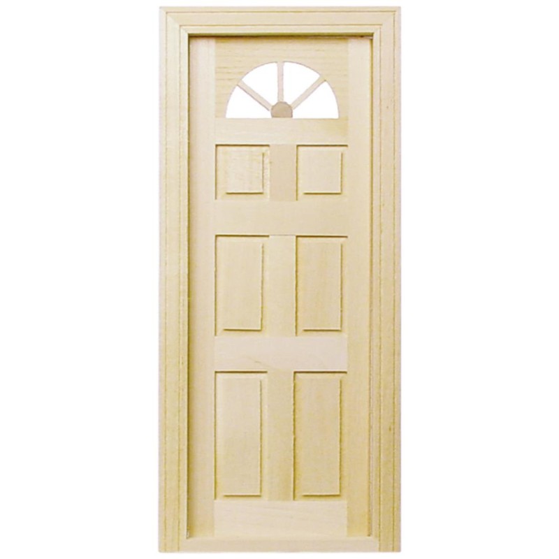 Dolls House Carolina Door Sun Fanlight 6 Panel Wooden 1:12 Building Component