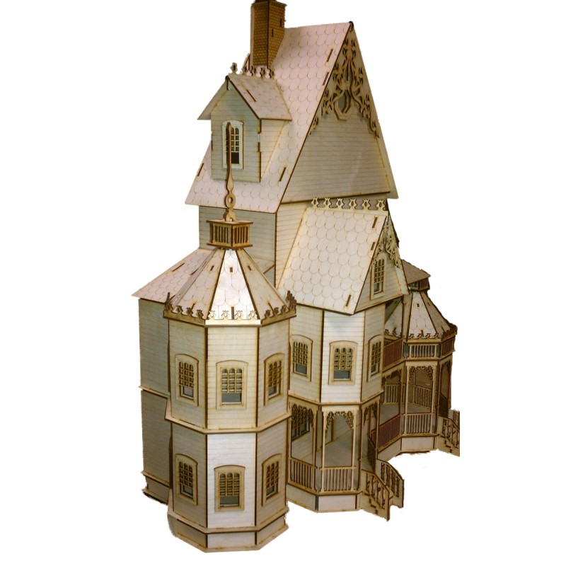 Ashley Gothic Dolls House 1:24 Half Inch Scale Victorian Laser Cut Flat Pack Kit