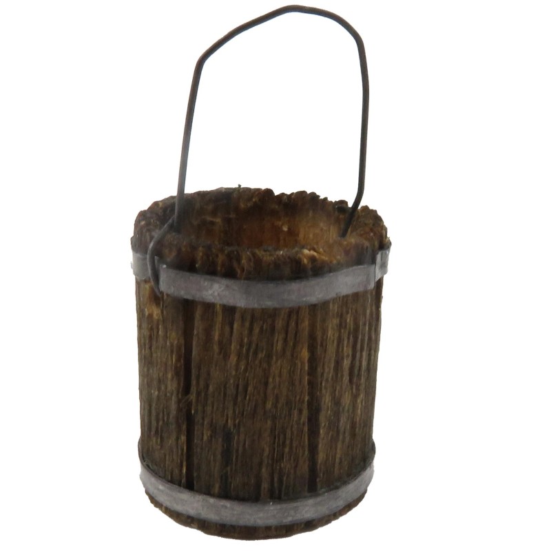 Dolls House Rustic Barrel Bucket Pail Wooden Garden Farm Stable Ranch Accessory