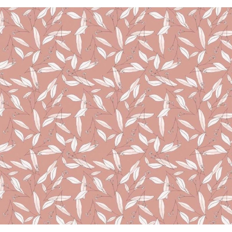 Dolls House Pink Flower Leaf Trail Natural Patterned Miniature Nursery Wallpaper