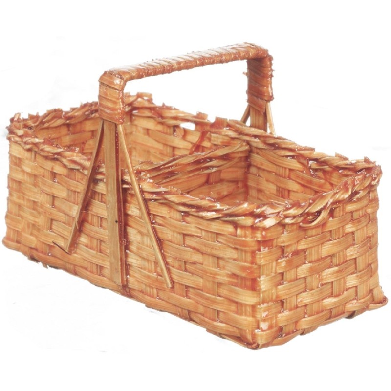 Dolls House Vintage Picnic Basket with Handle Miniature Outdoor Accessory