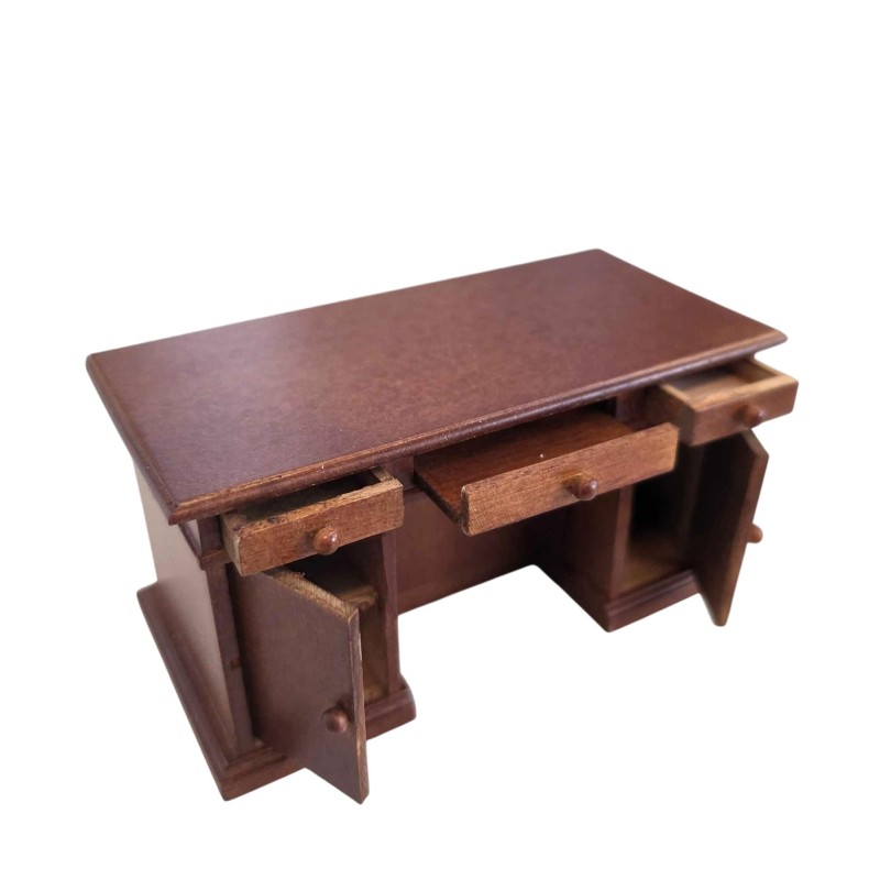 Dolls House Kneehole Desk Victorian Walnut Miniature Office Furniture Dolls House Kneehole Desk Victorian Walnut Miniature Office Furniture