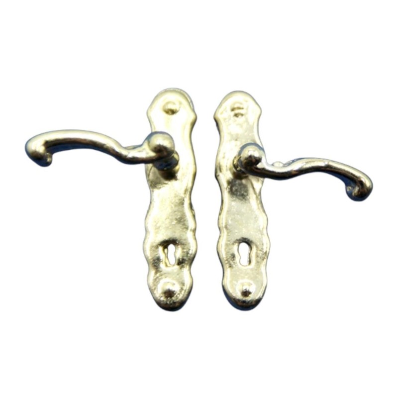 Dolls House Lever Door Handles Polished Brass 1:12 Scale Miniature Hardware