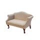 Dolls House Sofa Mahogany Wood Hessian Fabric Queen Ann Living Room Furniture