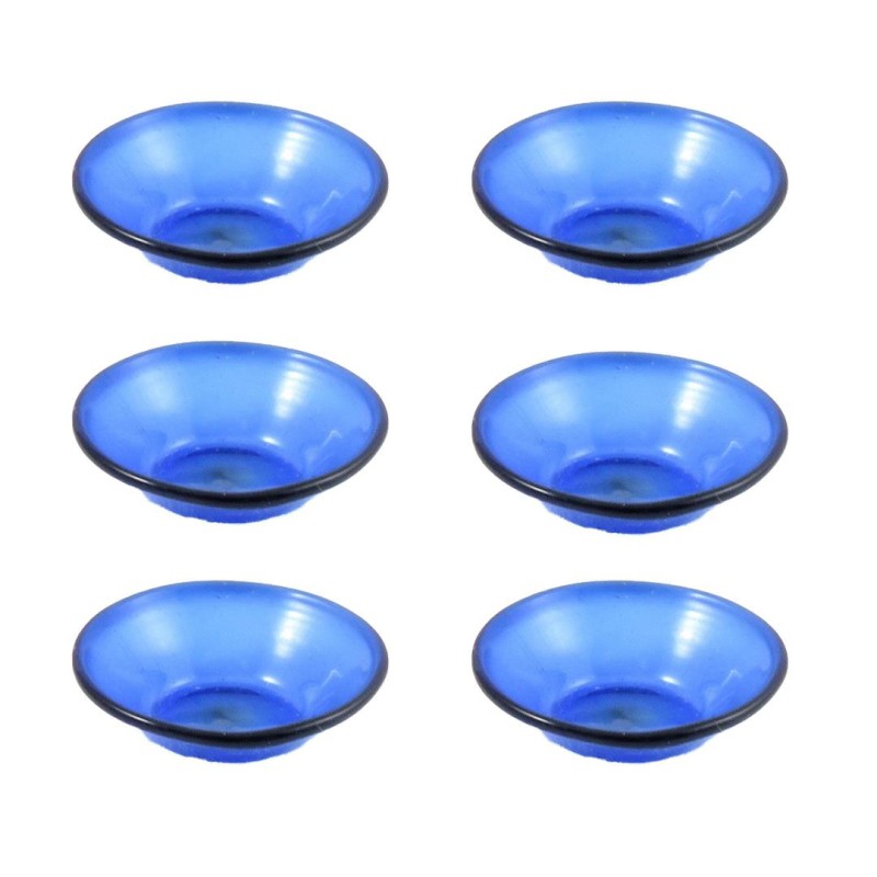 Dolls House Blue Pasta Bowl Rice Dish 6 Piece Plastic Dishes Dining Accessory