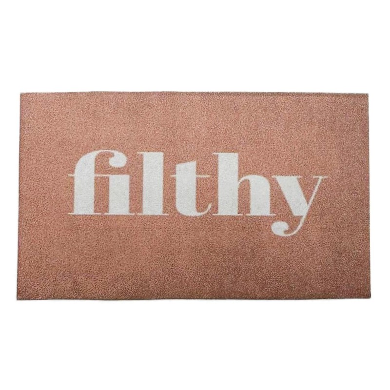 Dolls House Bath Mat "Filthy" Pink & White Modern Bathroom Rug 1:12 Printed Card