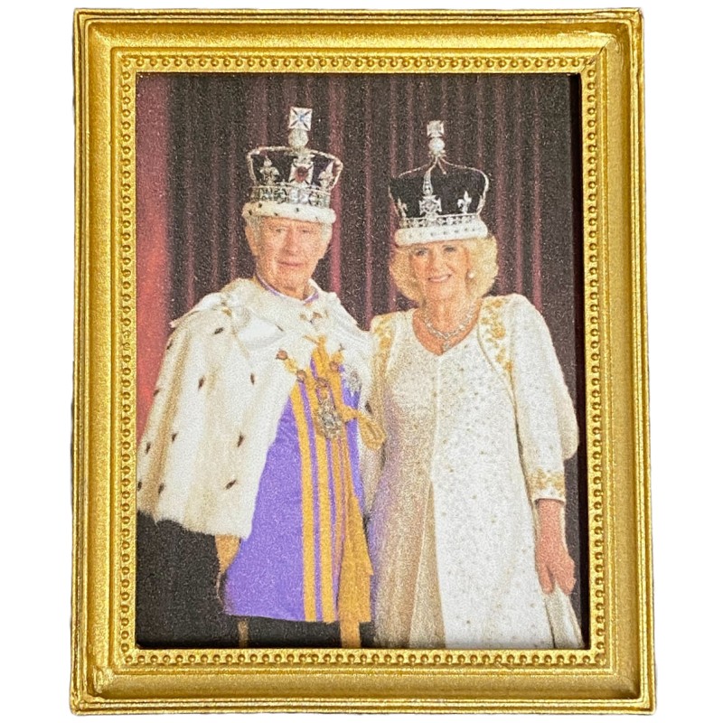 Dolls House King Charles III & Queen Camilla in Royal Regalia Coronation Picture