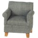 Dolls House Grey Fabric Armchair Modern Living Room Furniture 1:12 Scale