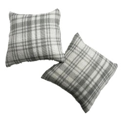 Dolls House Scatter Cushions Grey & White Check Square Throw Pillows Accessory