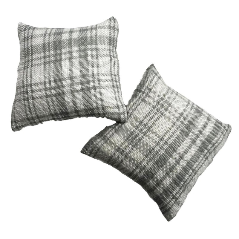 Dolls House Scatter Cushions Grey & White Check Square Throw Pillows Accessory